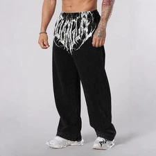 YOUNGLA American brand men's sports pants, fitness sports pants, wide leg pants