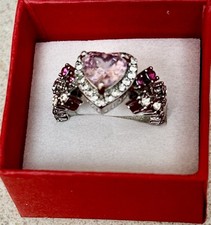 925 Sterling Silver Heart Ring Cubic Zirconia Sz 6 in Gift Box