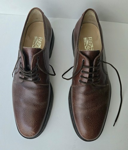 Salvatore Ferragamo Derby Schuhe Herren 10,5 US braun genarbtes Leder - Bild 5 von 9