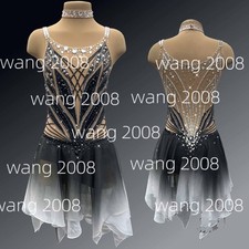 Ice Skating Dress Elasticity Competition Skating Wear Jeweled black dyeing