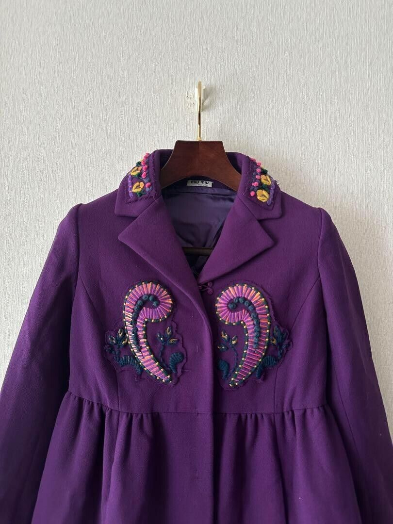 MIU MIU WOMENS Embroidery Long Coat size M shipped from MIU MIU WOMENS Embroidery Long Coat size M shipped from