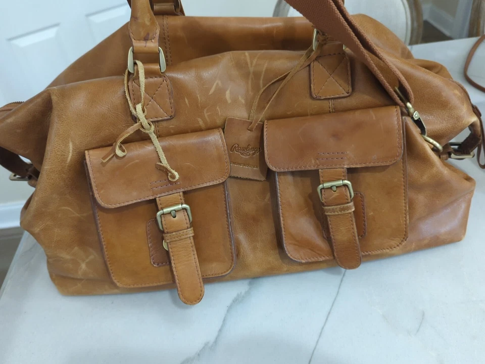 Bolso de Lona Rawlings Frankie Cuero Coñac Equipaje Viaje Fin de Semana Foto 2 de 4