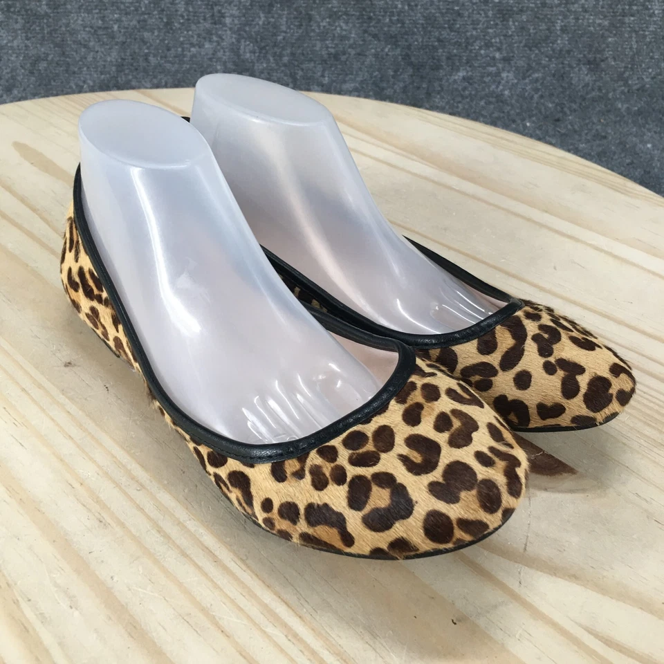 Vince Camuto туфли женщин 6 M лупа поскользнуться на плоскостях бежевый кожаный леопард повседневный - Изображение 4 из 4