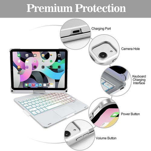 Funda protectora con teclado giratorio retroiluminado para iPad Pro 11 4ta/3a/2a/1a generación Air 4/5a - Imagen 30 de 43