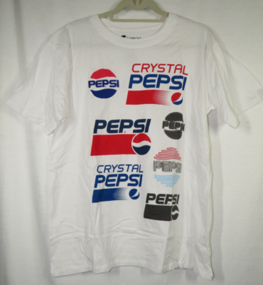 Retro Pepsi Logo Men's White Tee Crystal Pepsi Size Large | eBay