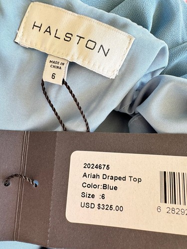 Top asimétrico drapeado Halston Nuevo con etiquetas $325 Ariah talla 6 - Imagen 5 de 5