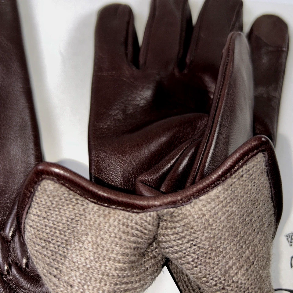 NUEVO COACH Talla M Guantes Para Hombre Caoba Oveja Cuero Lana NAPA TECH $150 Foto 4 de 4