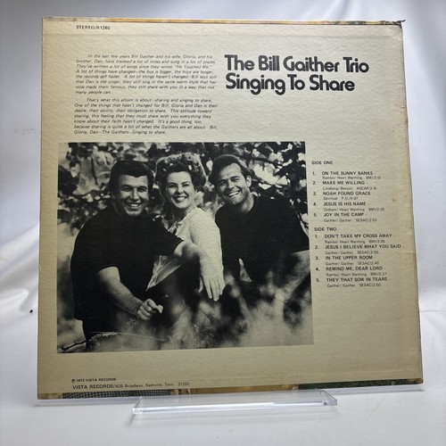 The Bill Gaither Trio - Singing to Share Vinyl Record R1240 - Picture 2 of 4