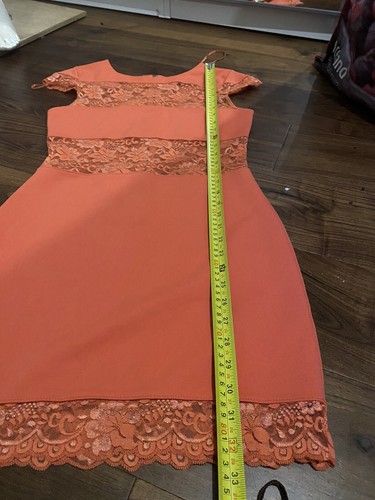 Topshop lace party sexy orange stretchy mini dress size 10 #F - Picture 3 of 8