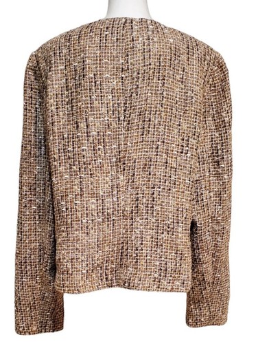 Talbots 16 Boucle Tweed Sparkle Metallic Zip Jacket NWT - Picture 3 of 5