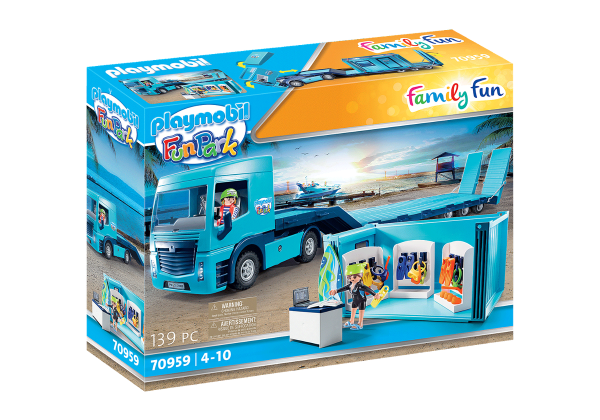 Playmobil Family Fun Truck FunPark with trailer and container