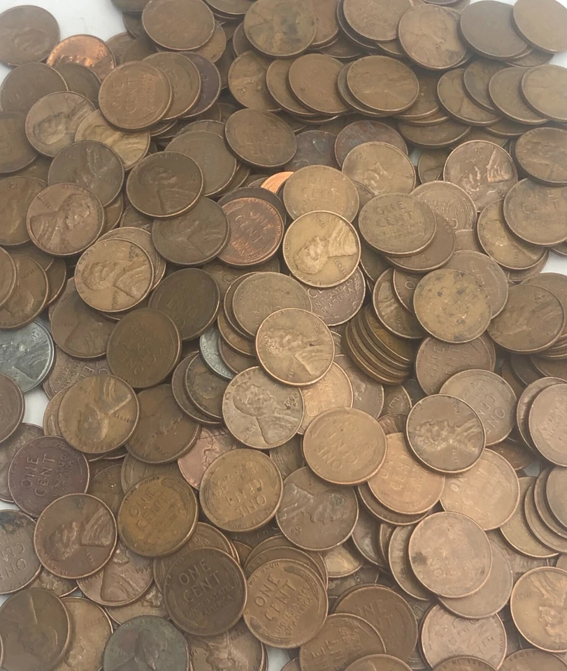 ¡MÁS DE 2 LIBRAS! Centavo de trigo Lincoln centavo a granel moneda mixta LOTE SIN BUSCAR con frasco Foto 3 de 4