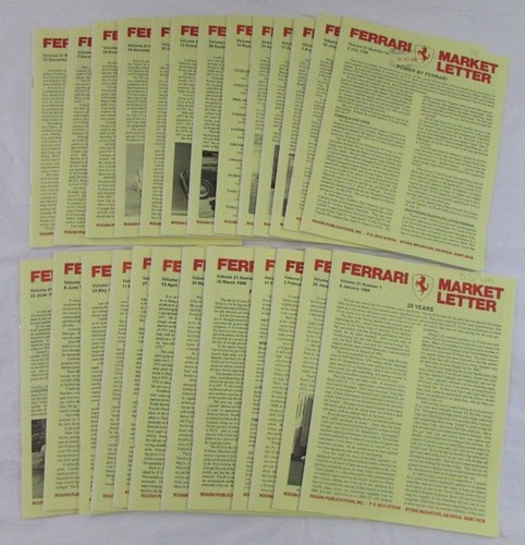 FERRARI 1996 Ferrari Market Letter Vol 21 Issues 1-4 & 6-26 (25 Issues In All) - Afbeelding 1 van 11