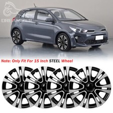 15'' Set of 4 Hubcaps Cover Snap-On Fits R15 Steel Wheel For Kia Rio 2002-2024