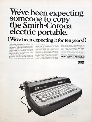 PRINT AD Smith Corona Portable Electric Typewriter Electra 110 1966 10.5x13