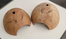 2x Medium Coconut Huts Pet Reptile Snake Amphibian Natural Tropical Shelter Hide