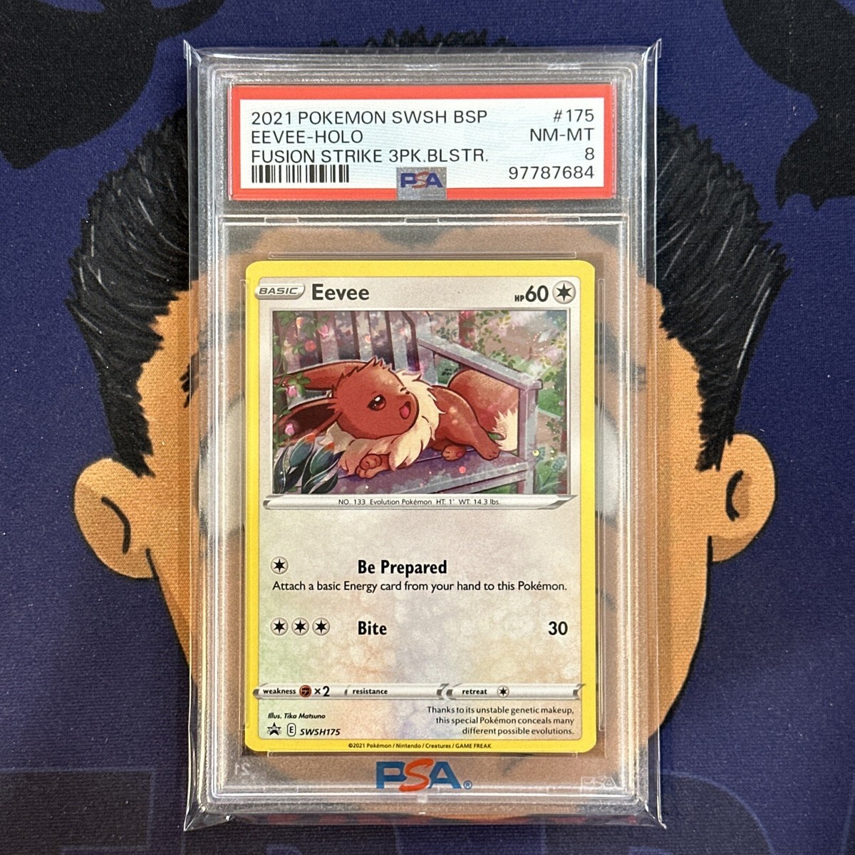 PSA 8 NM-MINT 2021 Pokemon Fusion Strike EEVEE #175 Holo Blister