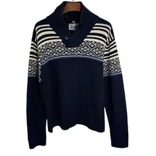 SCHOTT BROS Shawl Collar Pullover Sweater Faire Isle Wool Blend Fisherman 2XL