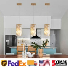 3 Pack 4'' Crystal Chandelier Gold Ceiling Pendant Light Kitchen Island Fixture