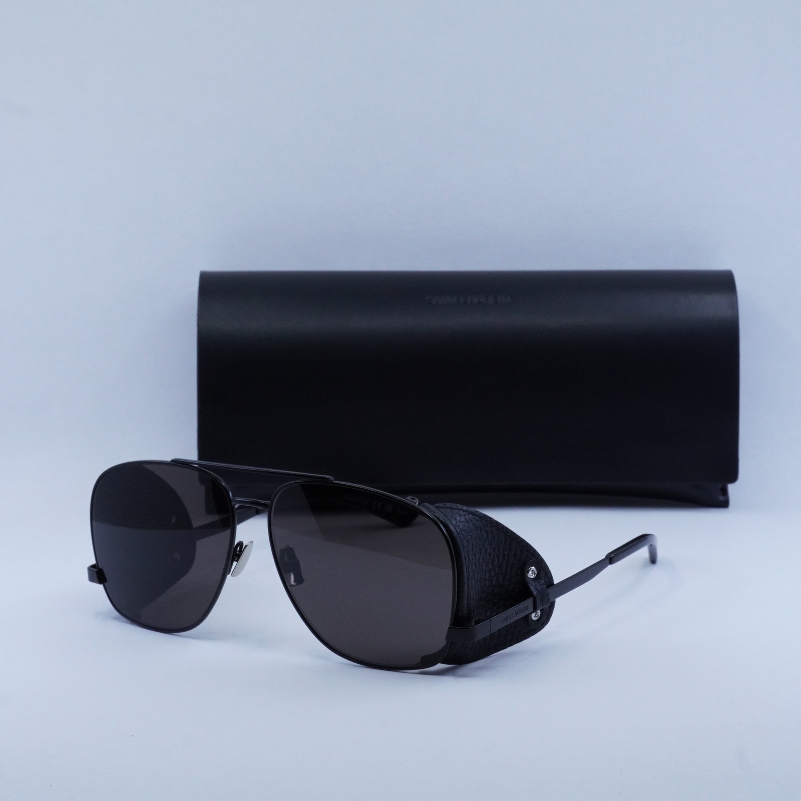 Nuovo SAINT LAURENT SL653 LEON SPOILER PELLE 002 nero nero 59 13 140 sole...
