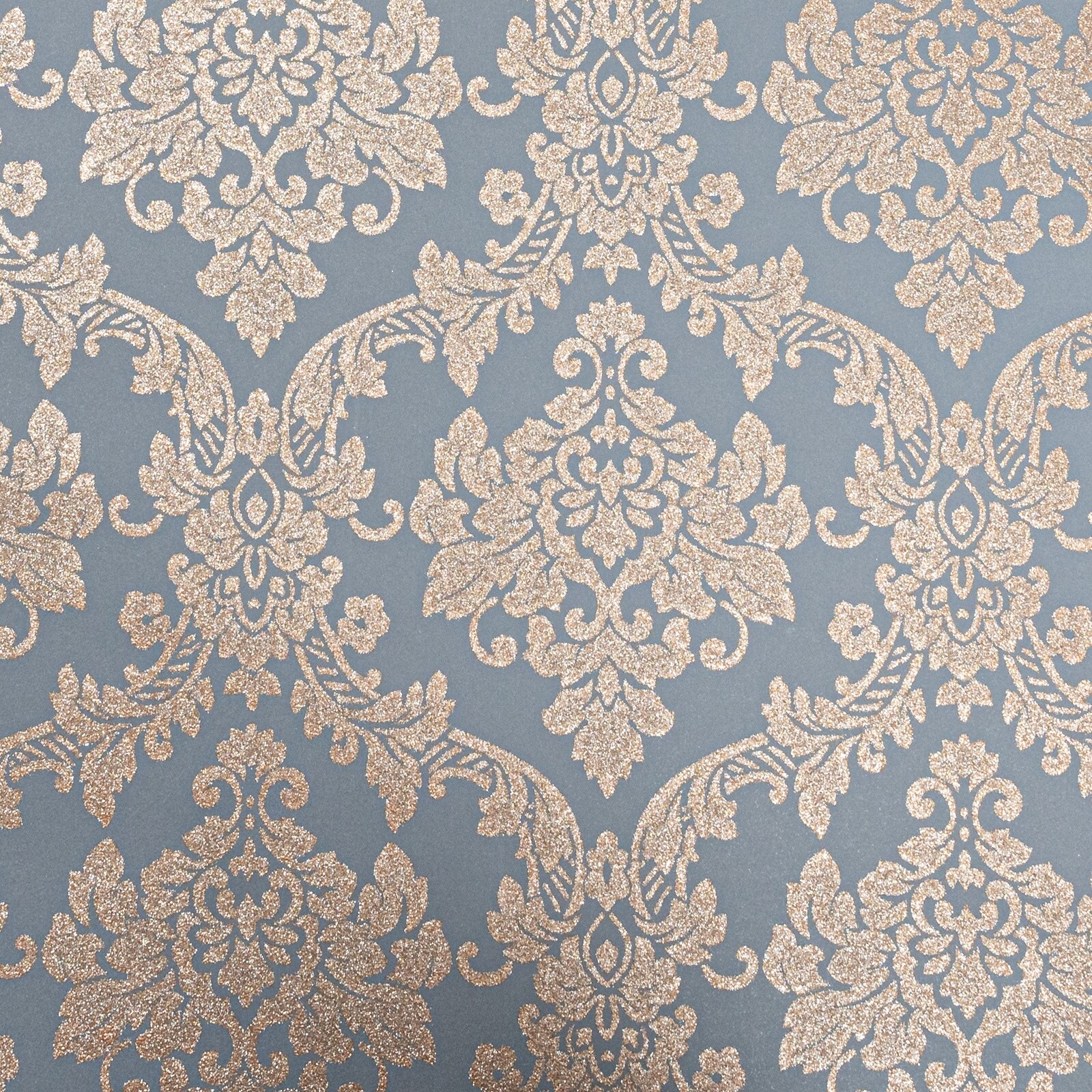 Charcoal Grey Gold Wallpaper Floral Damask Vinyl Paste The Wall