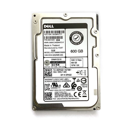 HUC156060CSS200 Dell 600GB 05PNGD 12Gb 15K High-speed Server SAS 2.5" Hard Drive - Picture 3 of 5
