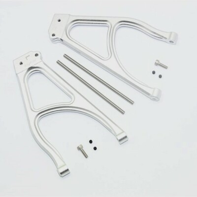 GPM Silver Aluminum Rear Upper Suspension Arms for Traxxas E-Revo 2.0 Brushless