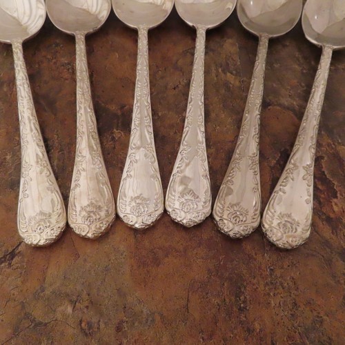 IS Enchanted Rose Set of 6 Soup Spoons Wm Rogers Vtg Silverplate Flatware Lot D - Picture 2 of 6