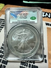 2009- American Silver Eagle- CAC- MS70- Paul Nugget Hand signed