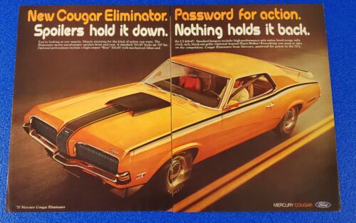 1970 MERCURY COUGAR ELIMINATOR ORIGINAL 2 PAGE PRINT AD CLASSIC FORD MUSCLE CAR