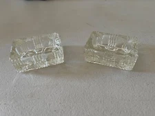 2 Mid Century Modern Indiana Glass Rectangular Starburst Ashtrays RARE VTG 1960