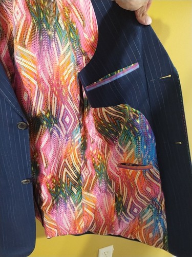 Robert Graham Navy Blue Pin-Striped Cotton Blazer 2XL - Picture 7 of 7