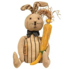 NEW Primitive BUNNY RABBIT Doll ALFRED with Carrot Grungy Cloth Rustic 22"Hx8"W