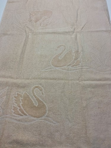 Vintage cannon bath towel swans birds cotton blend rectangle usa Light Peach - Picture 2 of 5