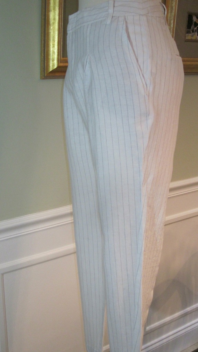 Zara Paris Linen Pants Pin Striped Capri Sz S/4 | eBay