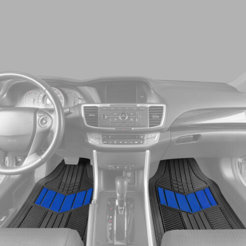 Azul / Negro Conjunto de cubierta de asiento automático de dos tonos con alfombrillas de goma de goma de servicio pesado - Imagen 6 de 10