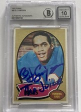 OJ Simpson Signed 1970 Topps #90 Rookie Card Beckett Autograph 10 “The Juice” OJ Simpson Signed 1970 Topps #90 Rookie Card Beckett Autograph 10 “The Juice”