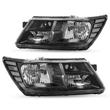 Pair Black Clear Headlight For 2009-2018 Dodge Journey Headlamps Left & Right