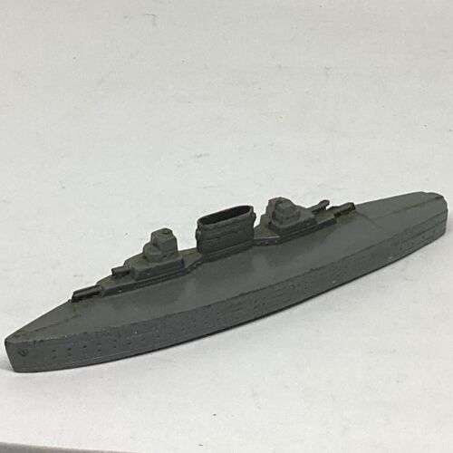 Vintage Diecast Tootsie Toys All Gray Battleship Aircraft Carrier 1940 W/ Axels - Afbeelding 1 van 11
