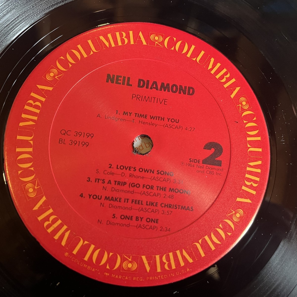 ROCK/POP]~EXC LP~NEIL DIAMOND~Primitive~[Original 1984~CBS~Issue