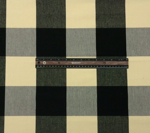 BALLARD DESIGNS BUFFALO CHECK BLACK CREAM CHECKER MULTIUSE FABRIC BY YARD 54"W - Picture 2 of 5