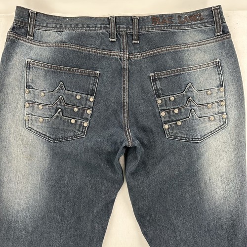 Blac Label Premium Men Sz 38 Denim Jeans ‘Life Is Real’ Studded Distressed Y2K - Picture 4 of 12