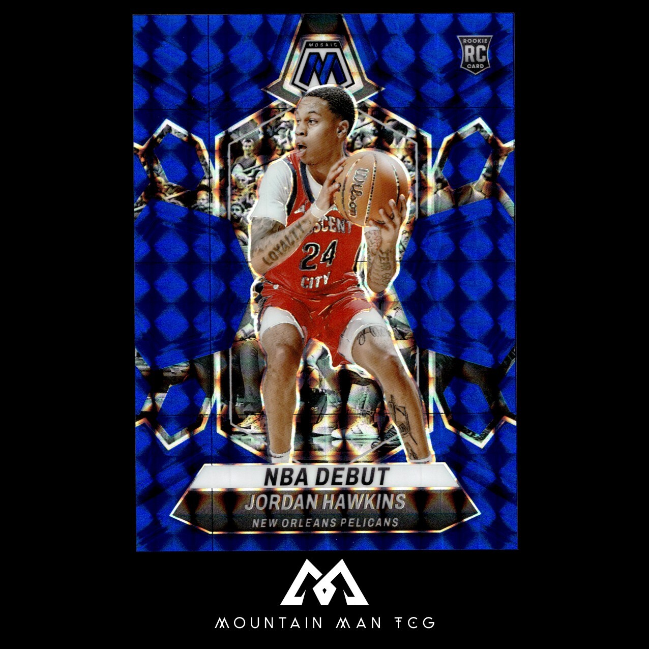 2023-24 Panini Mosaic - NBA Debut Blue Mosaic /199 #253 Jordan Hawkins (RC)