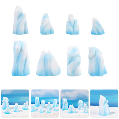  8 Pcs Snow Mountain Diorama Glacier Figurine Iceberg Decoration Micro Landscape