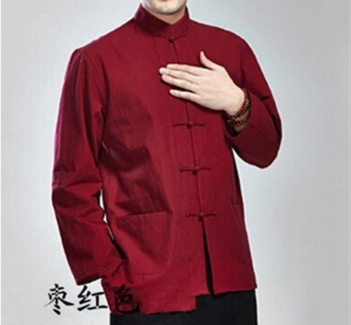 Camisas informales informales de tai chi de algodón deportivo de manga larga estilo chino para hombre - Imagen 8 de 15
