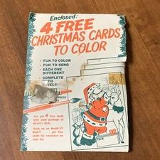 Vtg. Nestle's Quik Promo From Pkg. 3 of 4 Christmas Cards W/ Envelopes To Color