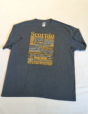 Zodiac Sign Scorpio Gildan  Mens Sz XL Gray Short Sleeve T-Shirt