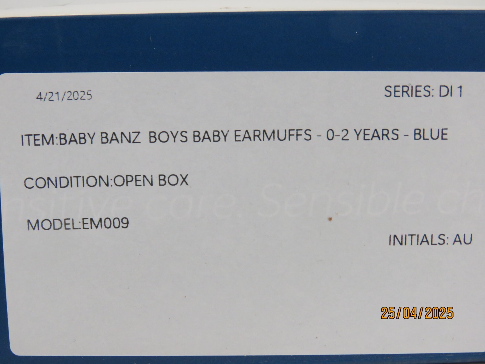 Baby Banz EM009 Plastic Hearing Protection Earmuffs for Infants - Blue [DI1]