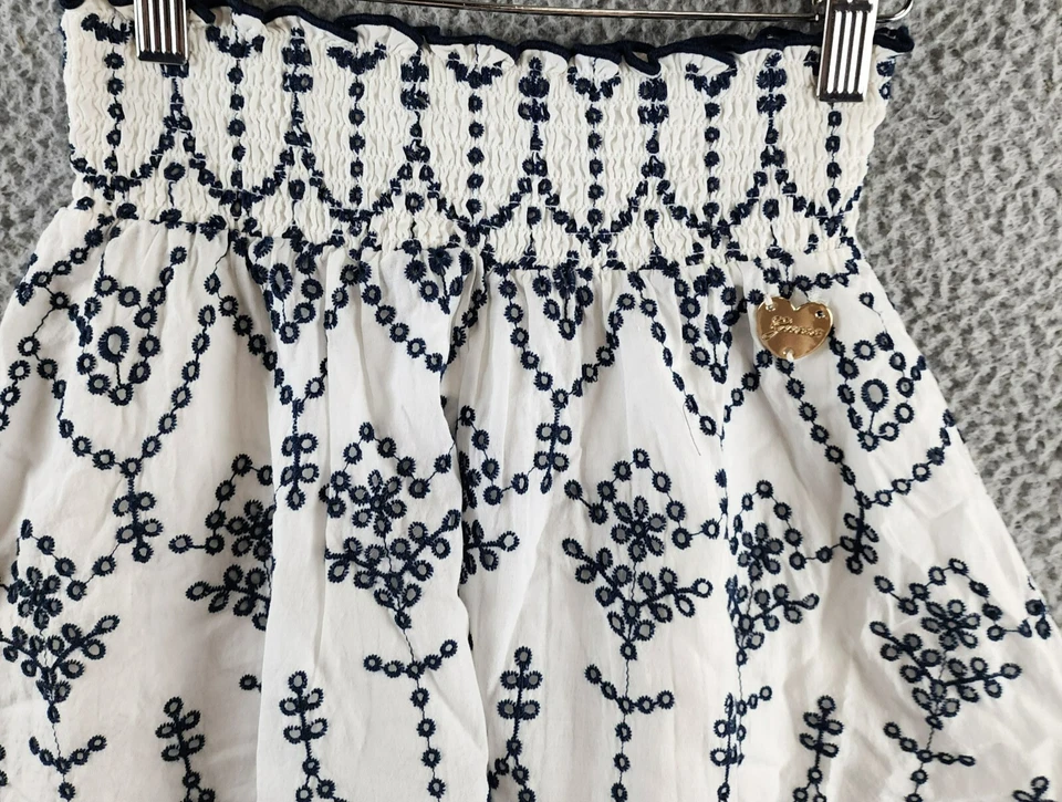 Falda bordada GUESS Sangallo niñas grandes 10 blanca/azul boho cintura elástica Foto 4 de 4