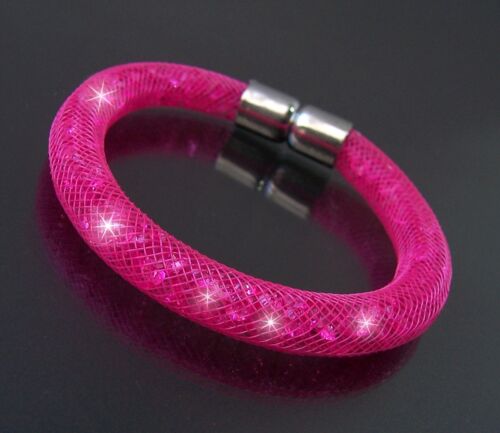 Collier Kette Armband Strass Netzschlauch Magnetverschluß Edelstahl Damen VS16 - Bild 51 von 96